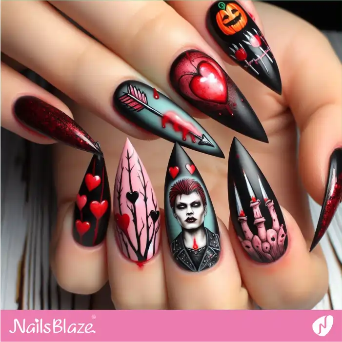Vampire Design for Scary Valentine's Day Nails | Valentine Nails - NB2161